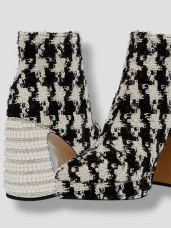 Betsey Johnson Shoes - Betsey Johnson Raylan houndstooth & pearl zip boots